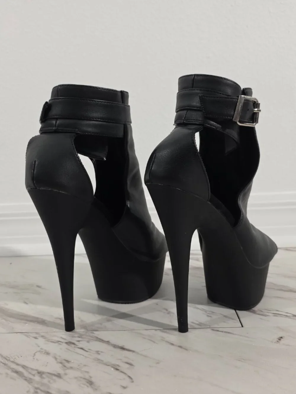 Pleaser Womens Ankle Boots DELIGHT-600-10 Blk Faux Leather/Blk Matte